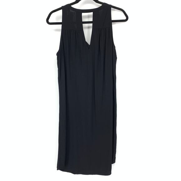 Old Navy A-Line Sleeveless Dress Womens Sz Medium Keyhole Back Black V-Neck - Picture 2 of 6